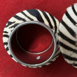 Christian Dior vintage 1960s Zebra Pony Hair Bangle Bracelets